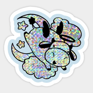 Holographic Sparkle Angel Cow Sticker